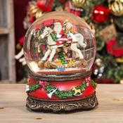 Santa on Rocking Horse Musical Snow Globe 20cm image