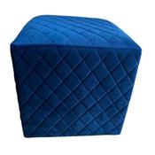 Grange Cubic Stool Quilted Velvet Blue 40x40cm image