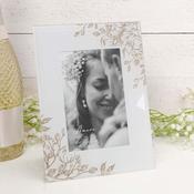 Amore Pale Grey Glass Gold Floral Frame 4x6in image