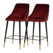 Pair of Monaco Button Back Island Stool Burgundy image