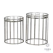 Set of 2 Cage Sofa Tables Round Silver image