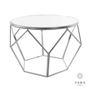 Geometric End Table Mirrored Top Silver Frame image