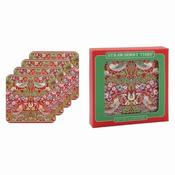 StrawBerry Thief Red Coasters Set of 4 image