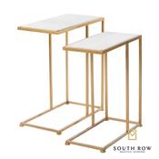 Bella Set of Two Gold Sofa Tables Marble Top image