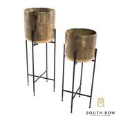 Azure Set of Two Gold Leaf Planters with Stand image
