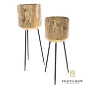 Azure Set of 2 Gold Leaf Planters On Tripod Stand image