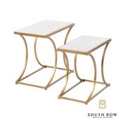 Bella Set of 2 Marble Top Gold Accent Tables image