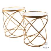 Spirals Set of Gold Side Tables with Mirrored Top image