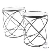 Spirals Set of Silver Side Tables and Mirrored Top image