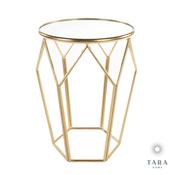 Geometric Accent Gold Table with Mirrored Top image