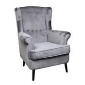 Velvet Arm Chair Grey With Black Wooden Legs image