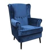 Velvet Arm Chair Blue with Black Wooden Legs image