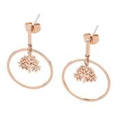 Rose Gold Circle Earrings Suspended Tree Of Life image