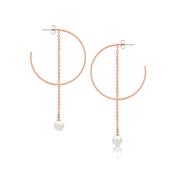 Romi Rose Gold Pearl and Chain Earrings image