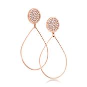 Romi Rose Gold Pave Disc Drop Earrings image