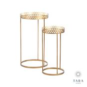 Ridgley Set of 2 Mirrored Accent Tables Round Gold image