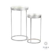 Ridgley Set of 2 Mirrored Top Tables Round Silver image