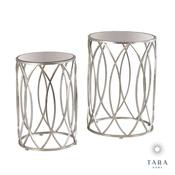Waves Set of 2 Silver Tables Antique Mirror Top image