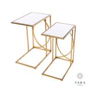 Set 2 Franklin Sofa Tables Gold with Mirrored Top image