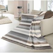 Biederlack Stripe Natural/Grey Cott Blanket150x200 image