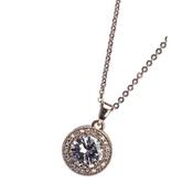 Rose Gold White Stone Diamante Pendant Necklace image