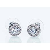Silver White Stone and Diamante Earrings image
