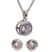 Rose Gold White Stone Necklace and Earring Set image