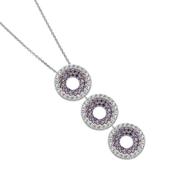 Large Necklace Three Purple Drop Silver image