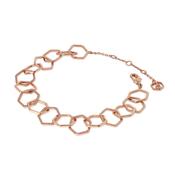 Rose Gold Honeycomb Chain Bracelet With CZ image
