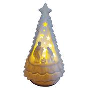 Porcelain Nativity Scene in Tree LED 16x15x26cm image