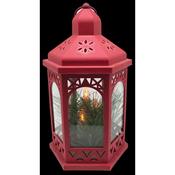 Red Lantern with 3 LED Candles 18x18x33cm image