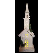 White Wooden Church LED Height 47cm