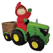 Boy on Green Tractor Planter 27x13x19cm image
