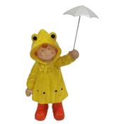 Boy in Yellow Raincoat with Umbrella 27x18x46cm