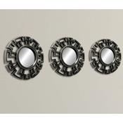 Set of 3 Round Mirrors Pewter Geometric Design image