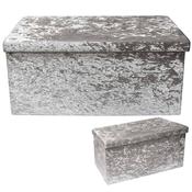 Light Grey Crushed Velvet Folding Storage Box image