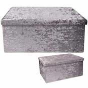 Dark Grey Crushed Velvet Folding Storage Box image