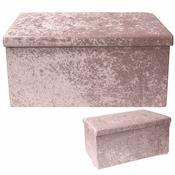 Pink Crushed Velvet Folding Storage Box image