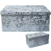 Teal Crushed Velvet Folding Storage Box image