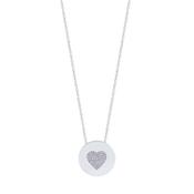 Heart Pave Coin Pendant Silver image