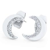 Half Moon Stud Earrings Silver image