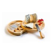 Ibili Wooden Round Cheese Board with 4 Knives image