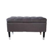 Grey Storage Bench Velvet L80xH43.5xD40cm