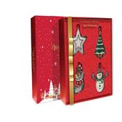 Set of 4 Sparkle Christmas Decorations Red Insert image