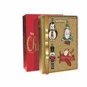 Set of 4 Sparkle Christmas Decorations Gold Insert image