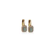 Antique Gold Plated Earrings Green &amp; Clear Stones image