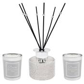 Diamante Diffuser and 2 Votive Candle Set Silver image