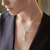 Square Drop Pendant with Clear Stones image