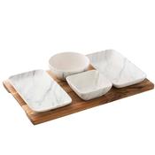 Belleek Marble Design Porcelain Tapas Set On Wood image