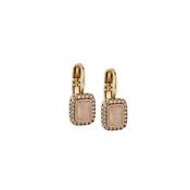Antique Gold Plated Earrings Pink &amp; Clear Stones image